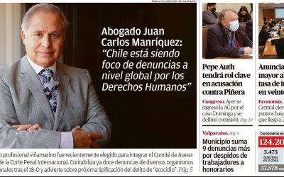 [El Mercurio de Valparaíso] Juan Carlos Manríquez: «Chile está siendo foco de denuncias a nivel global por los DD.HH.»