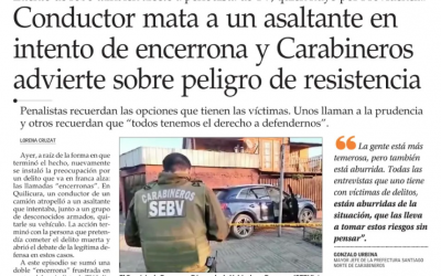 Conductor mata a un asaltante en intento de encerrona y Carabineros advierte sobre peligro de resistencia